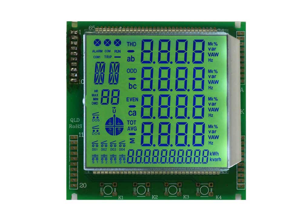 STN Segment Positive Display Yellow green Background and Blue Letters COB LCD Module for Electricity Meter.jpg