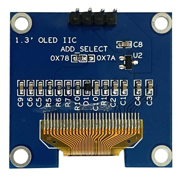 1.3 inch oled 128 64 dots iic interface ic sh1106 monochrome module with driver board 2