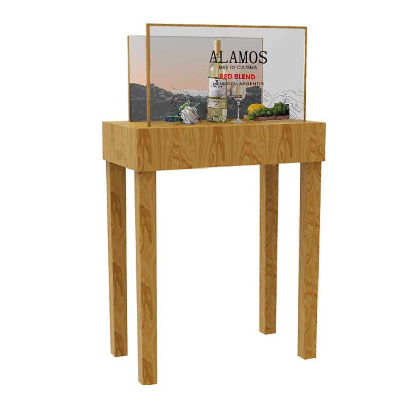 30-inch landscape wooden console transparent OLED angled view