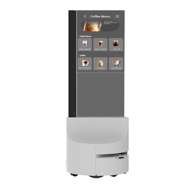 30-inch portrait mobile round base transparent OLED working view