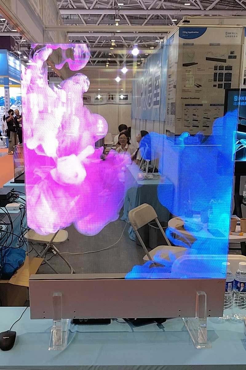 42-inch transparent Micro LED display front working view