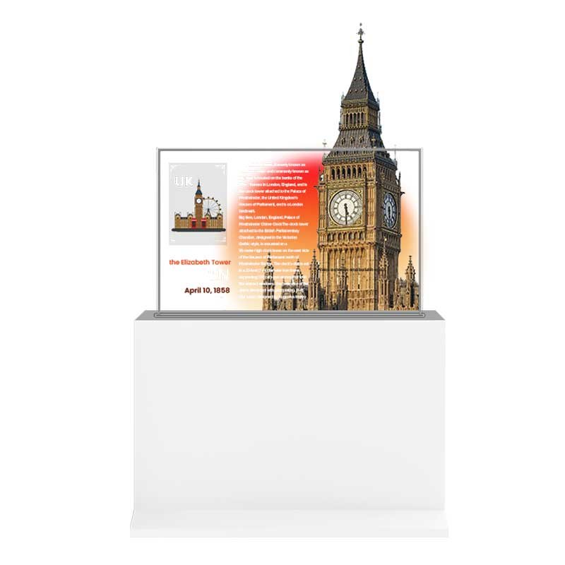 55-inch landscape motorized lift-up transparent OLED display front working view