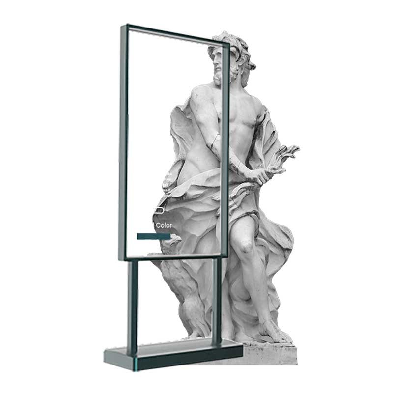 55-inch portrait rectangular frame transparent OLED angled view