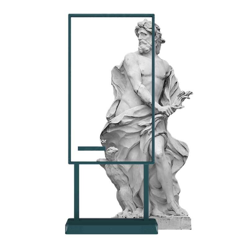 55-inch portrait rectangular frame transparent OLED working view