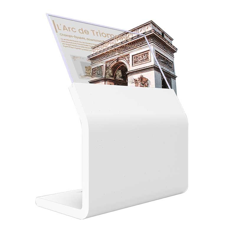 55-inch landscape transparent OLED kiosk angled view