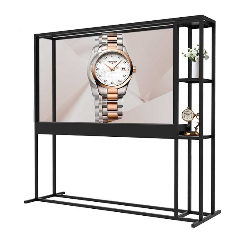 77-inch landscape architectural frame transparent OLED angled view