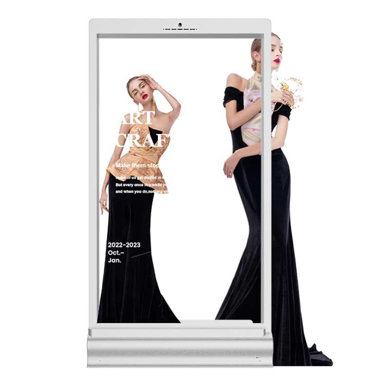 77-inch portrait L-base transparent OLED working view