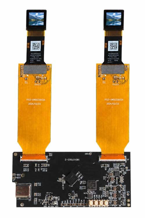 Two 0.5-inch UXGA Micro OLED displays connected to a Type-C binocular driver board