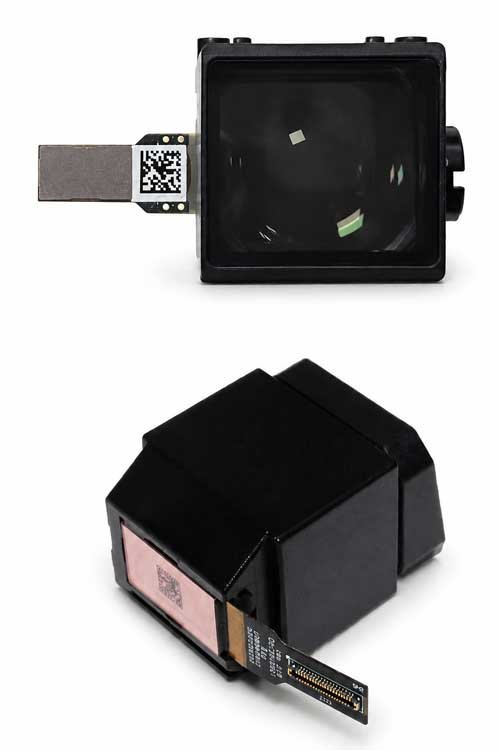 0.40-inch Micro OLED multi-lens EVF optical module shown from two angles