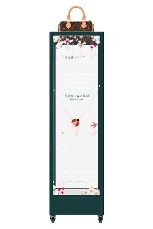 48-Inch Four-Sided Transparent OLED Display Cabinet — Front view