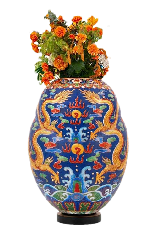 Cloisonne-style vase-shaped LED display