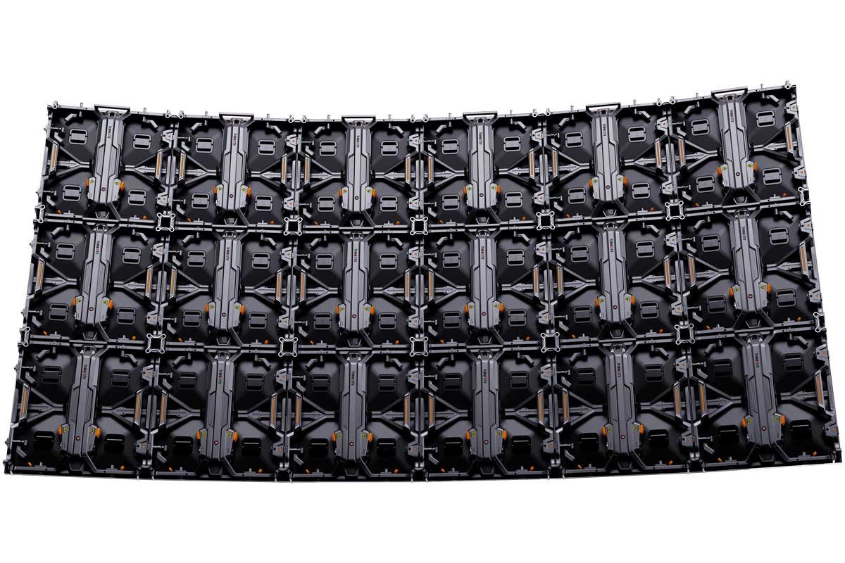 Rear structure of a curved F6 rental LED wall