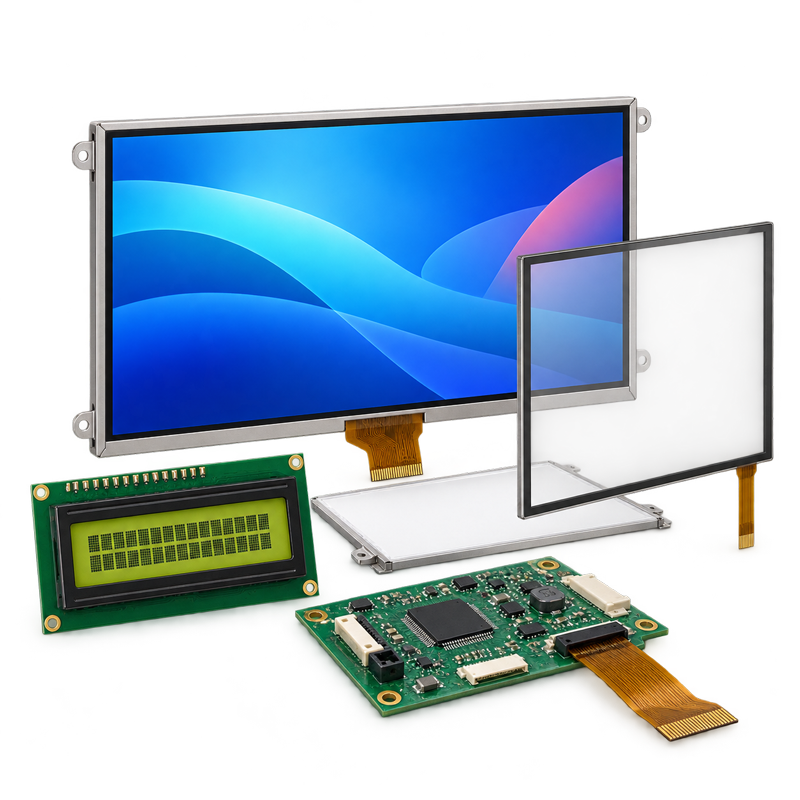 LCD displays and components including TFT LCD, monochrome LCD, touch glass, controller board, FPC and backlight