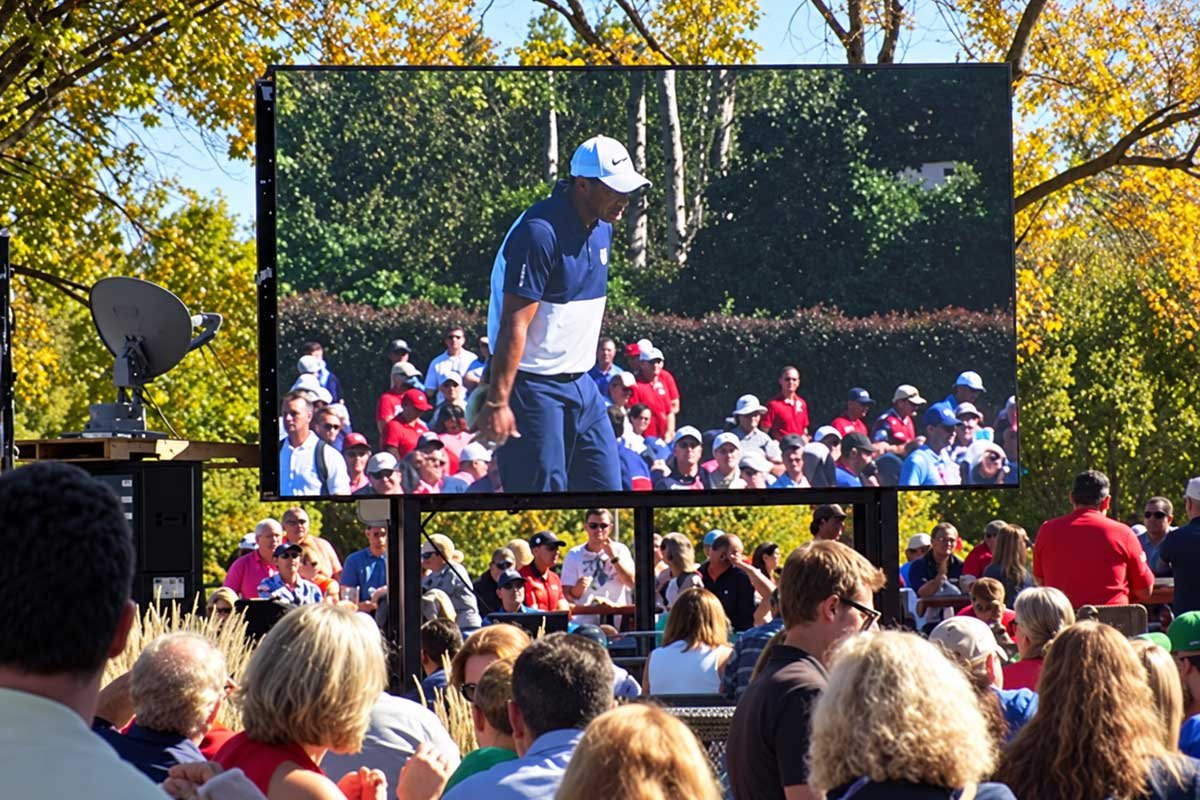 Audience viewing an outdoor LED event screen
