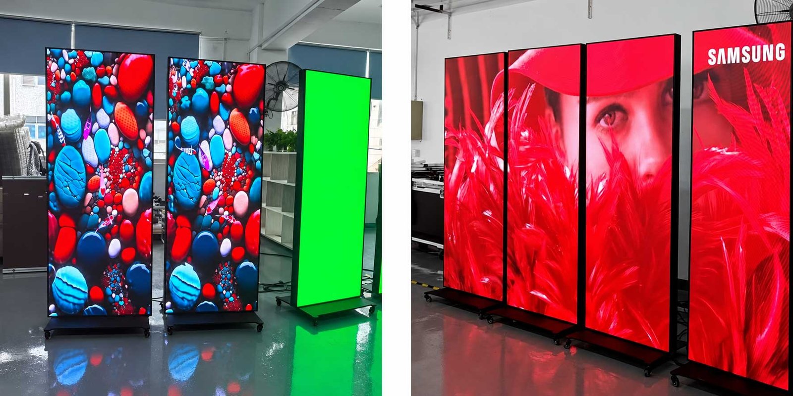 P2.5 and P1.86 foldable LED poster display examples