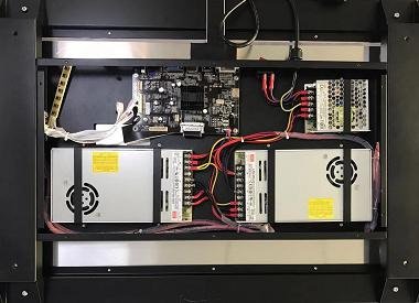 Exposed rear electronics and power supply layout