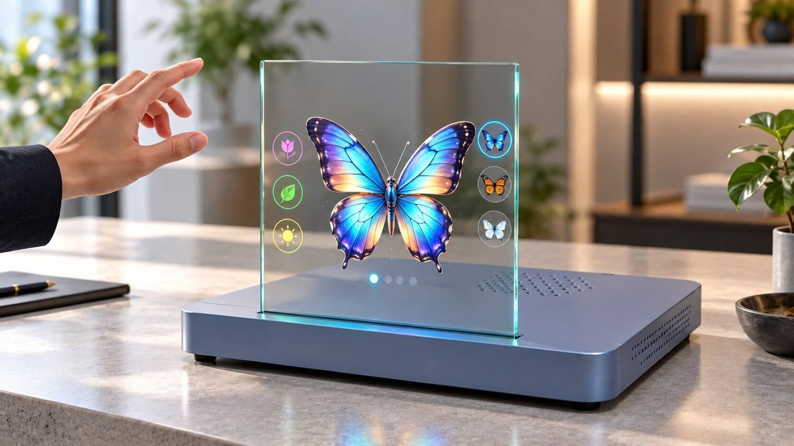 9.4-inch transparent Micro LED display — Interactive Presentation Concepts application concept