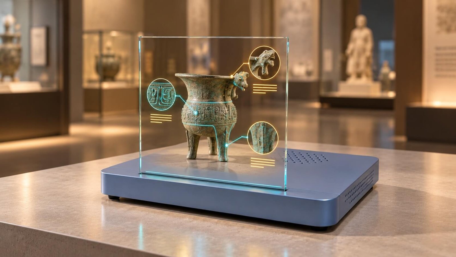 9.4-inch transparent Micro LED display — Museum & Exhibit Models application concept