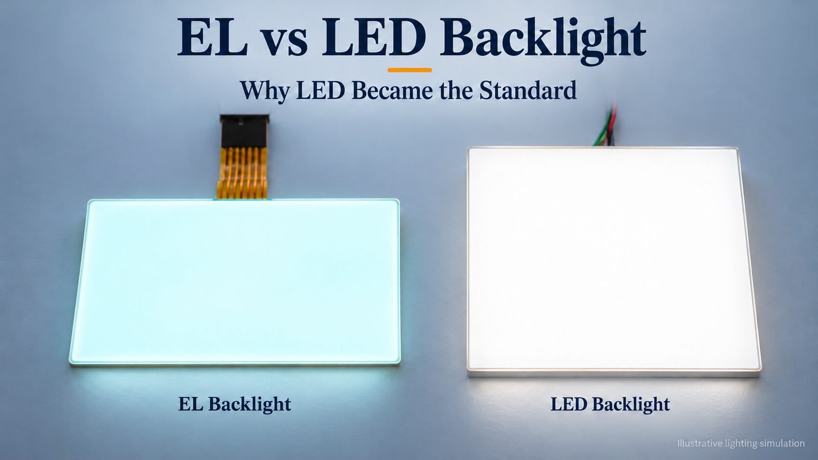 Illustrative comparison of illuminated EL and LED backlight panels, based on DisplayMan product photographs.