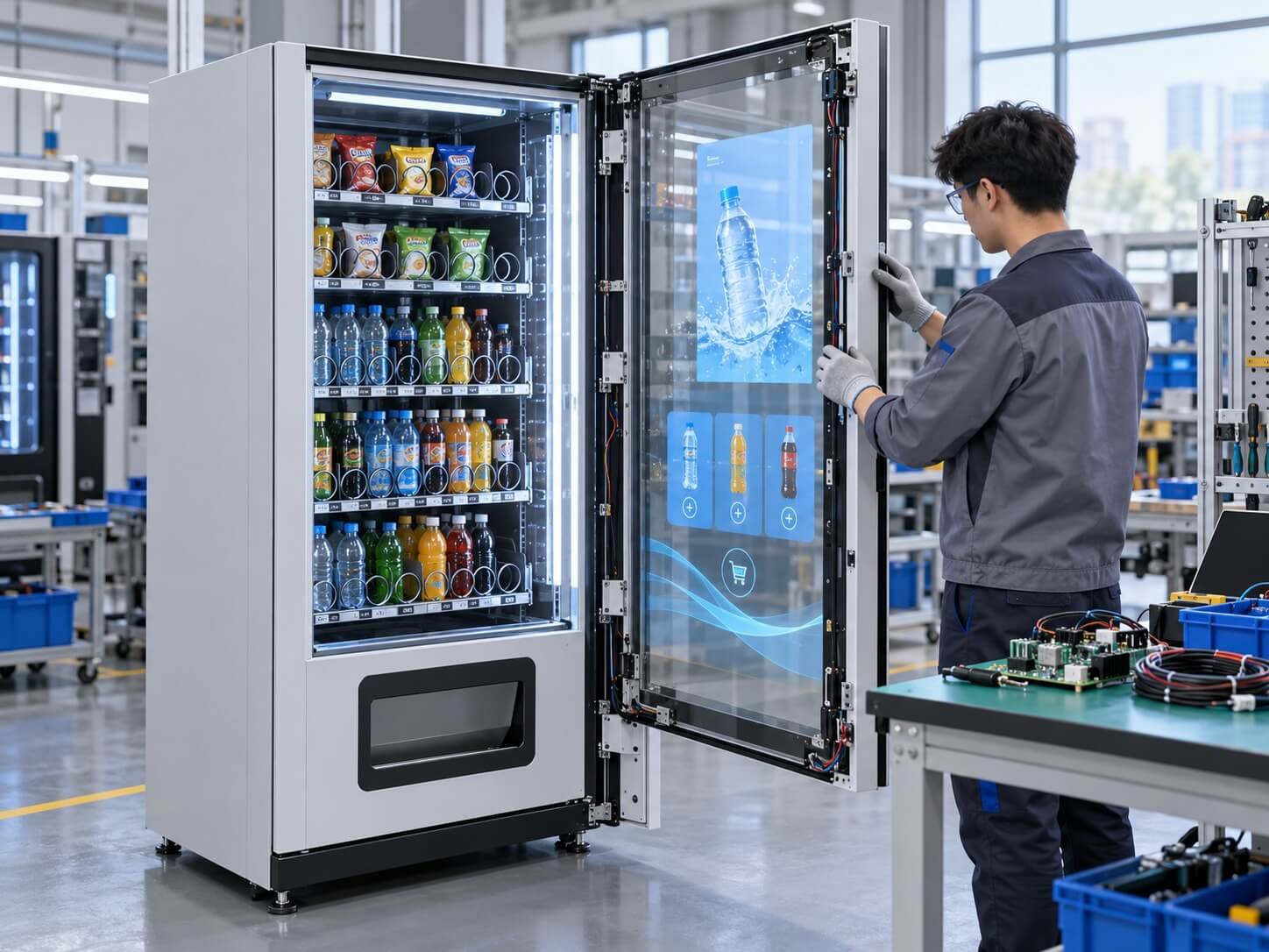 OEM Smart Vending Machine Integration — transparent LCD vending application concept