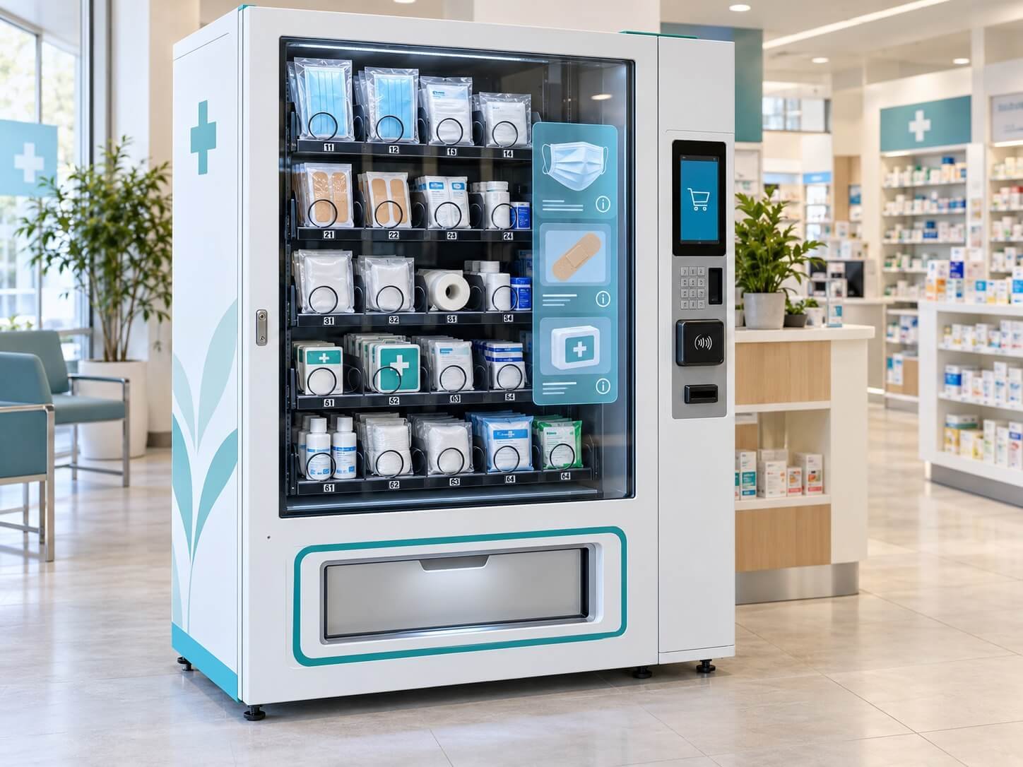 Smart Pharmacy or Healthcare Vending — transparent LCD vending application concept