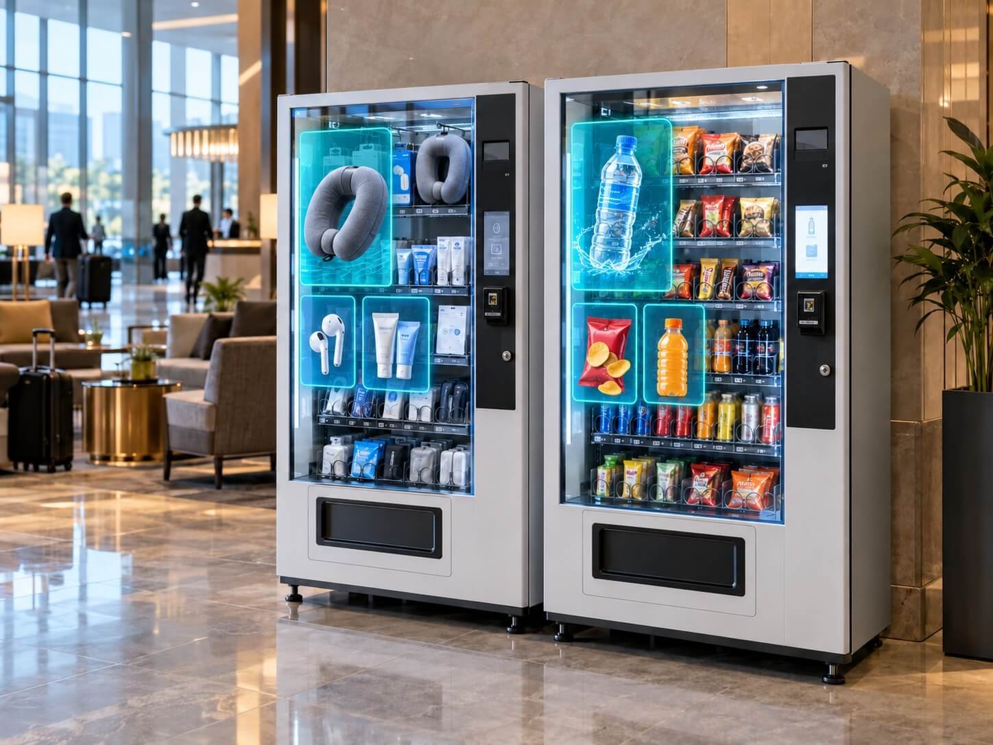 Hotel, Airport & Transportation Vending — transparent LCD vending application concept