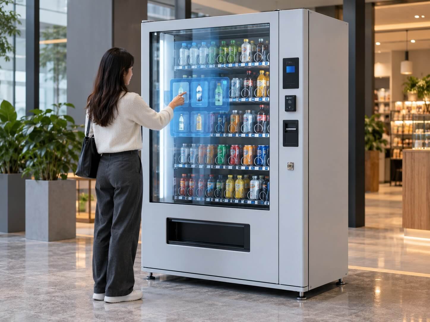Interactive Product Selection Terminals — transparent LCD vending application concept