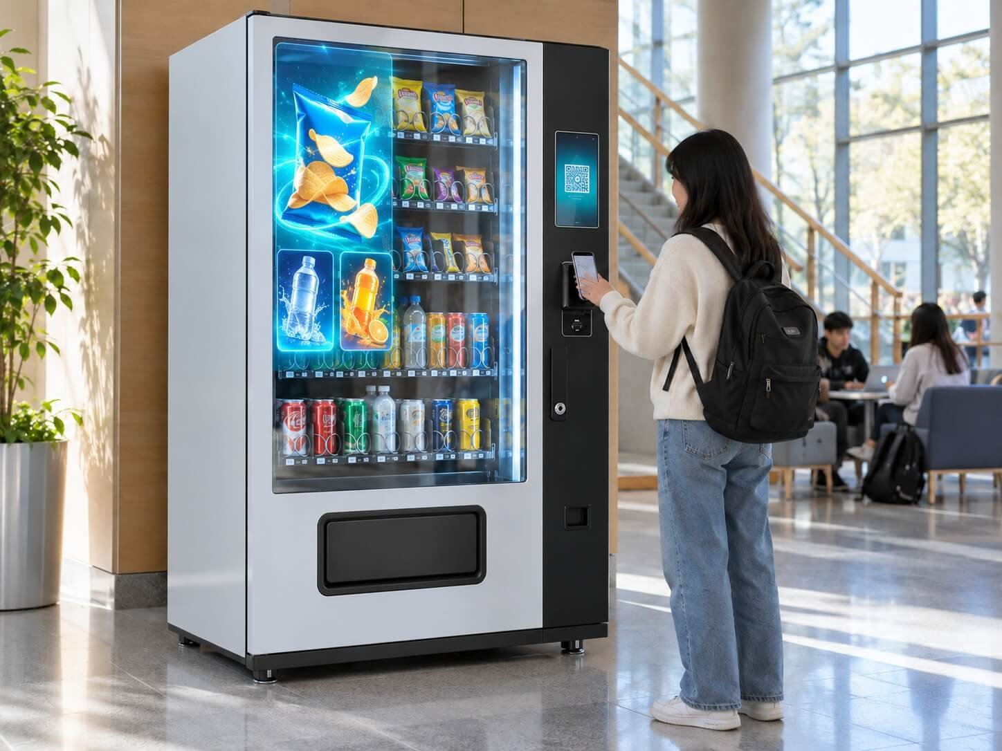 QR Code and Mobile Payment Vending — transparent LCD vending application concept