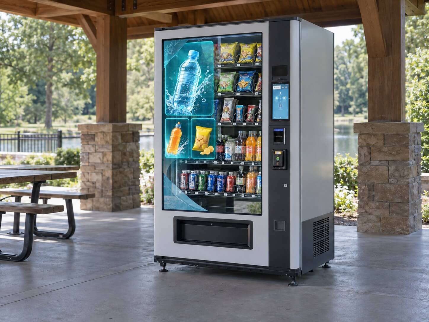Outdoor Vending & Public Terminals — transparent LCD vending application concept