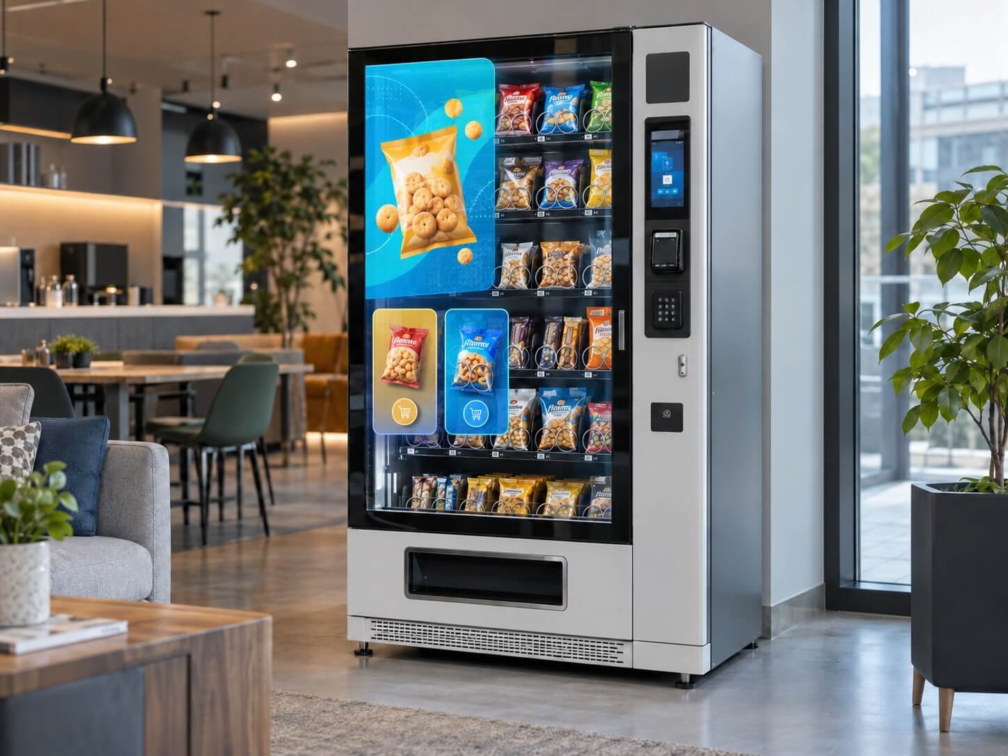 Smart Snack Vending Machines — transparent LCD vending application concept