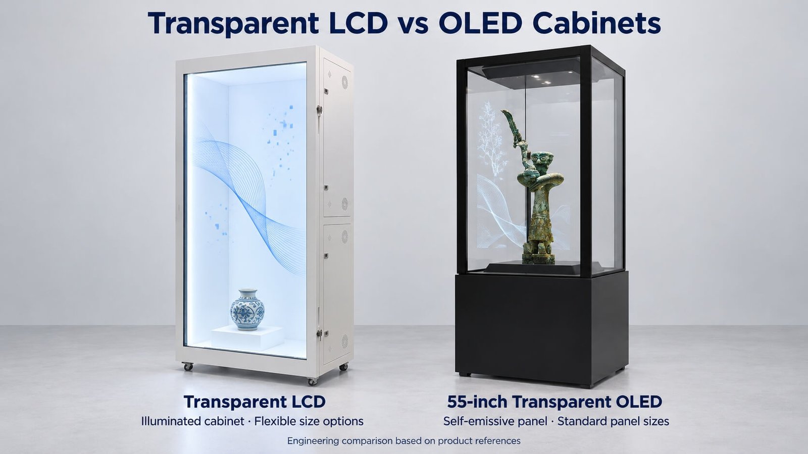 transparent lcd vs oled display cabinets